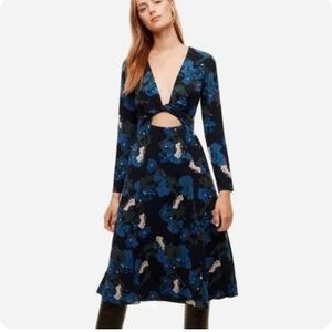 Aritzia Wilfred Aubagne Blue Green Cut Out Midi Dress